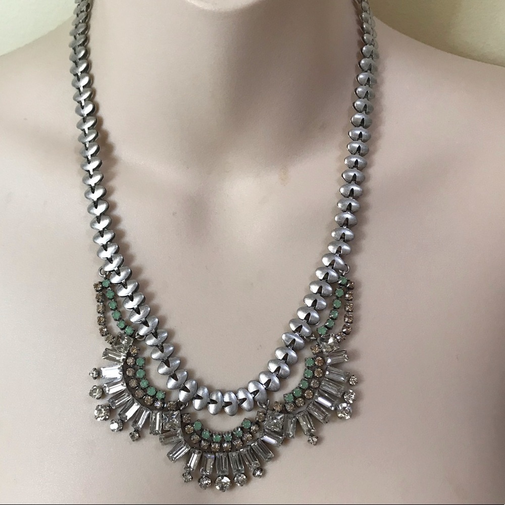 Stella & Dot Rhinestone‎ Blue Gems Silver Necklace